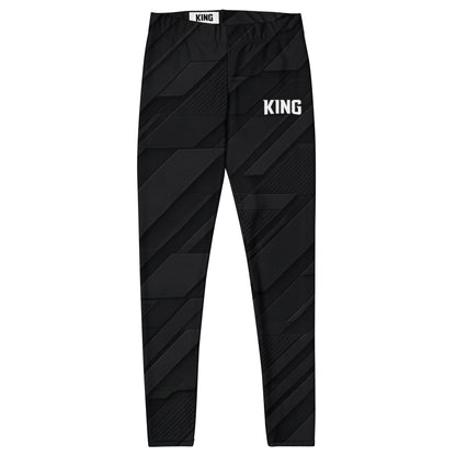 Flat lay front view of KING Lioness Tactical Apex Leggings — Black Edition.