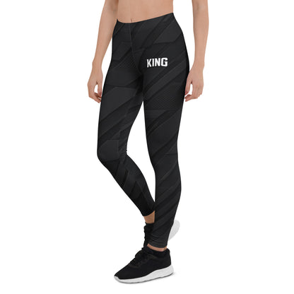 KING Lioness Tactical Apex Leggings — Black Edition, front angled view with high-waist fit and tactical black texture.