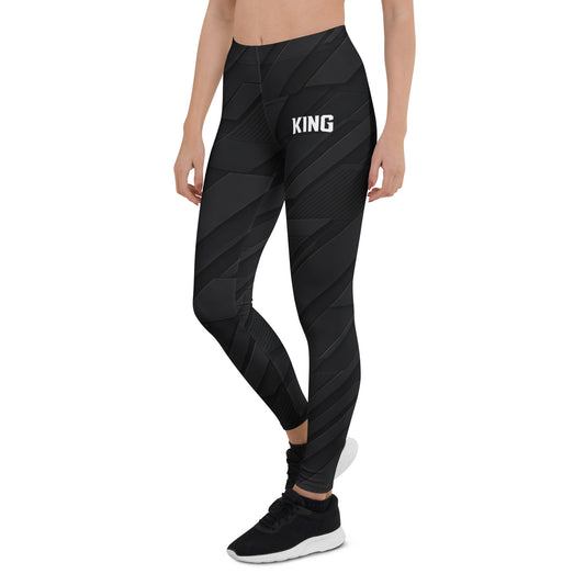 KING Lioness Tactical Apex Leggings — Black Edition, front angled view with high-waist fit and tactical black texture.