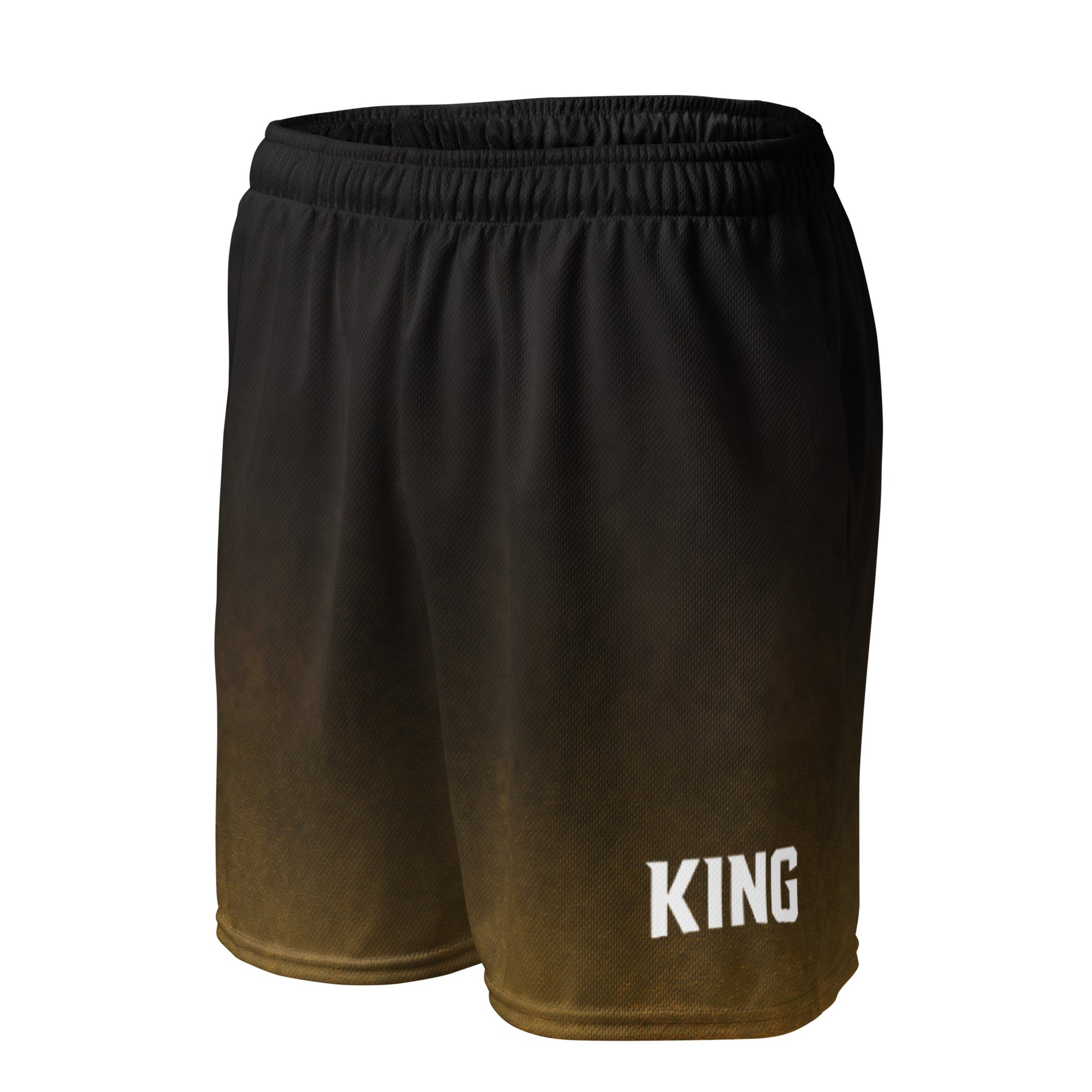 Front view of KING Mesh Shorts Gold Fade Edition