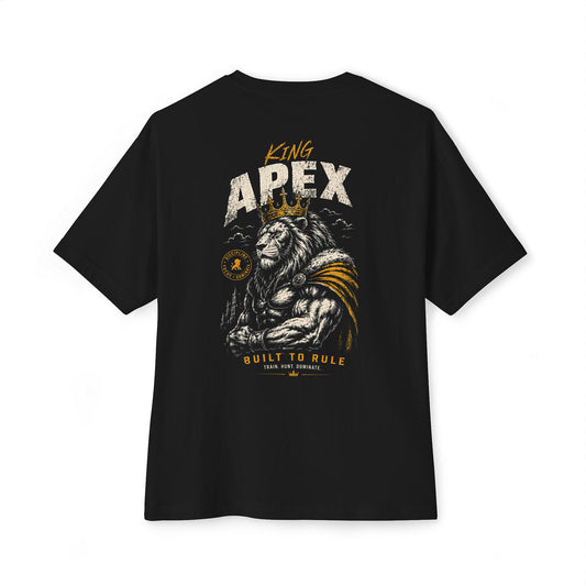 KING Oversized Tee Black with crowned lion Built to Rule artwork on back