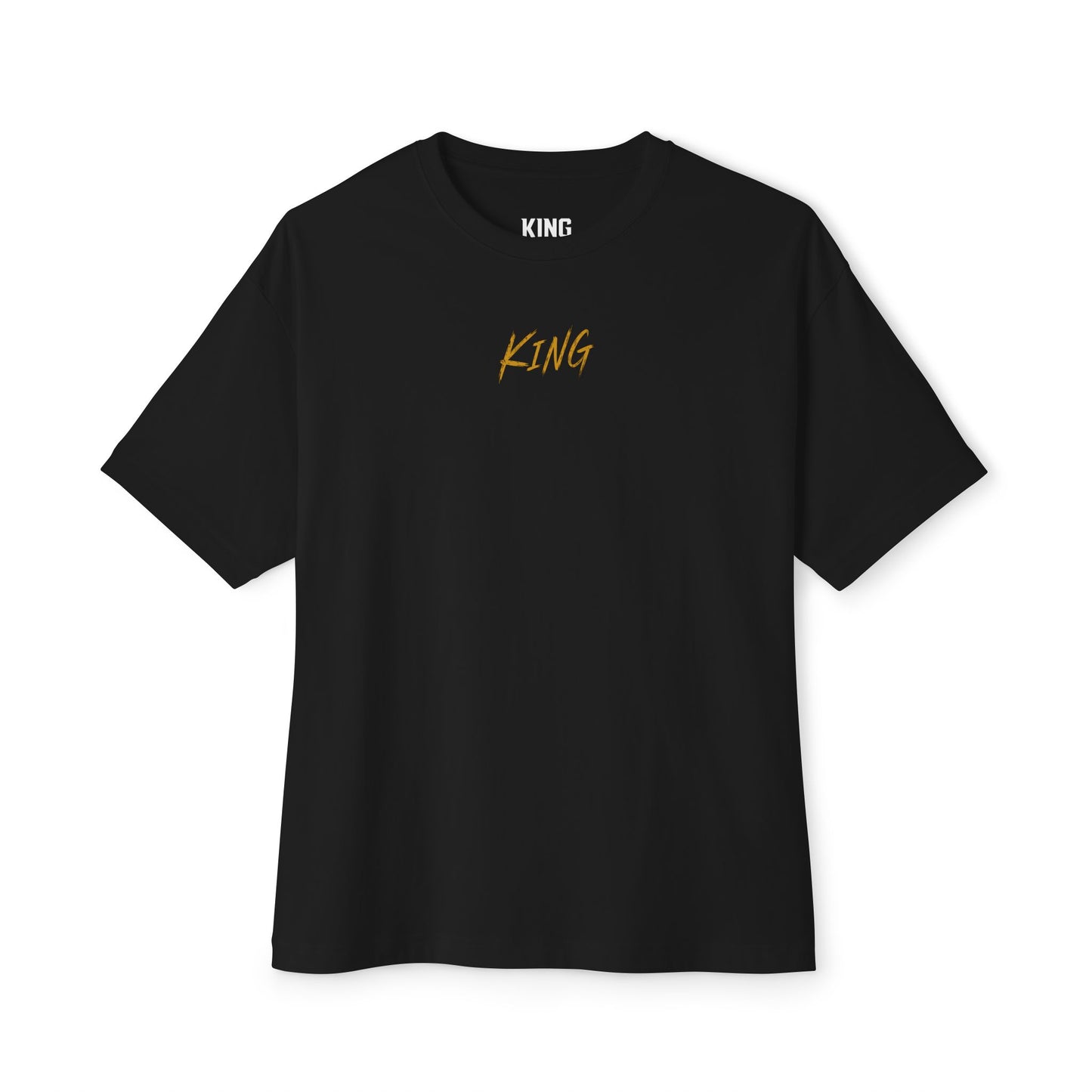 KING Oversized Tee Black with minimal KING chest logo in gold