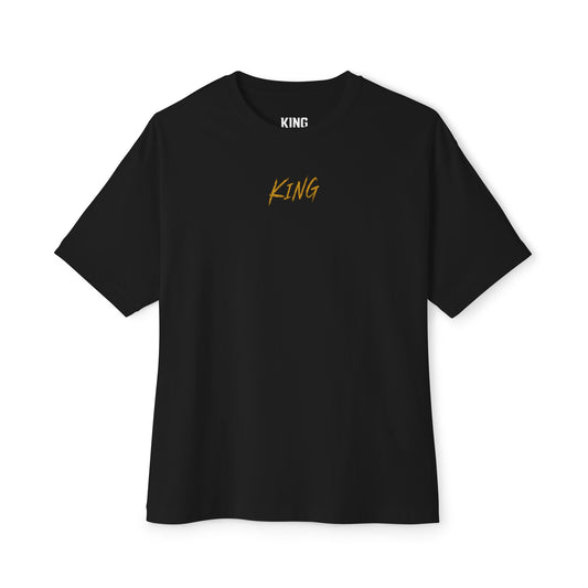 KING Oversized Tee Black with minimal KING chest logo in gold