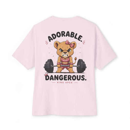 KING Oversized Tee lioness lifting weights adorable dangerous design