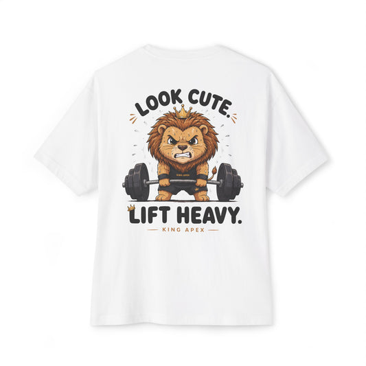KING Oversized Tee back lion lifting weights Look Cute Lift Heavy design