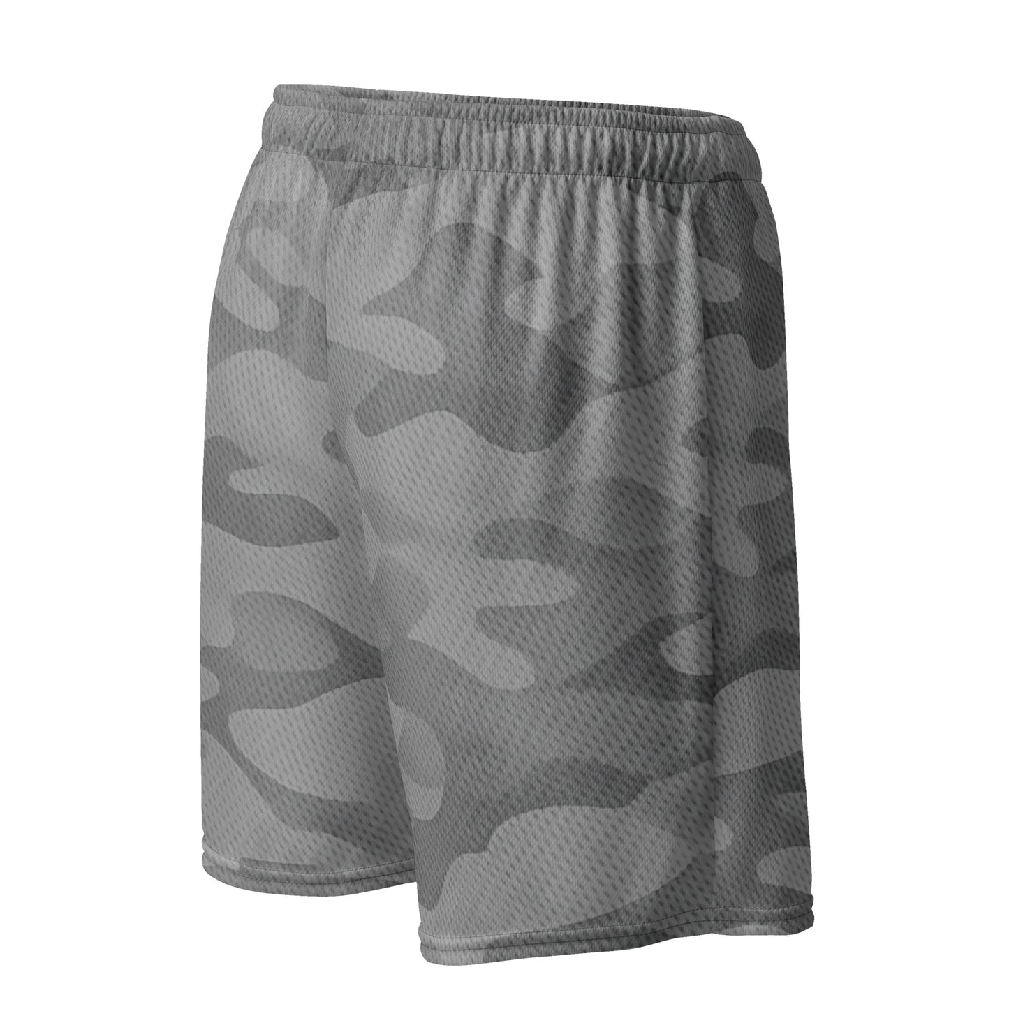Flat lay back view — KING Camo Mesh Shorts Shadow Gray Edition
