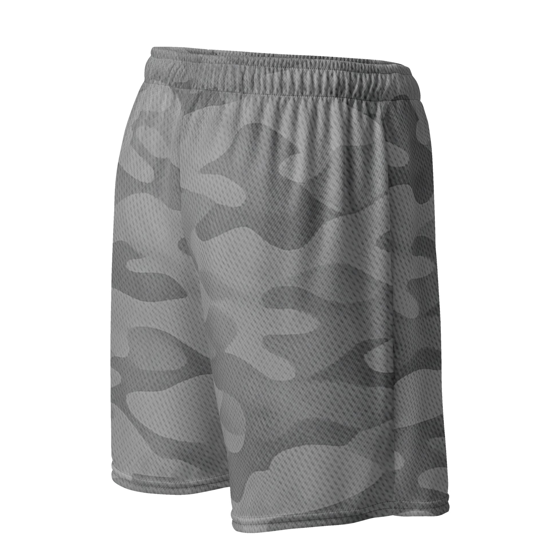Flat lay back view — KING Camo Mesh Shorts Shadow Gray Edition