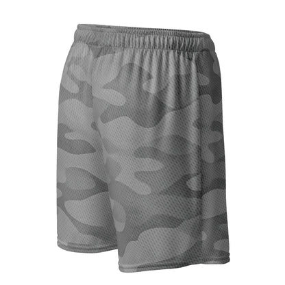Flat lay back view — KING Camo Mesh Shorts Shadow Gray Edition