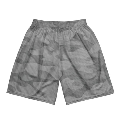 Back view on model — KING Camo Mesh Shorts Shadow Gray Edition