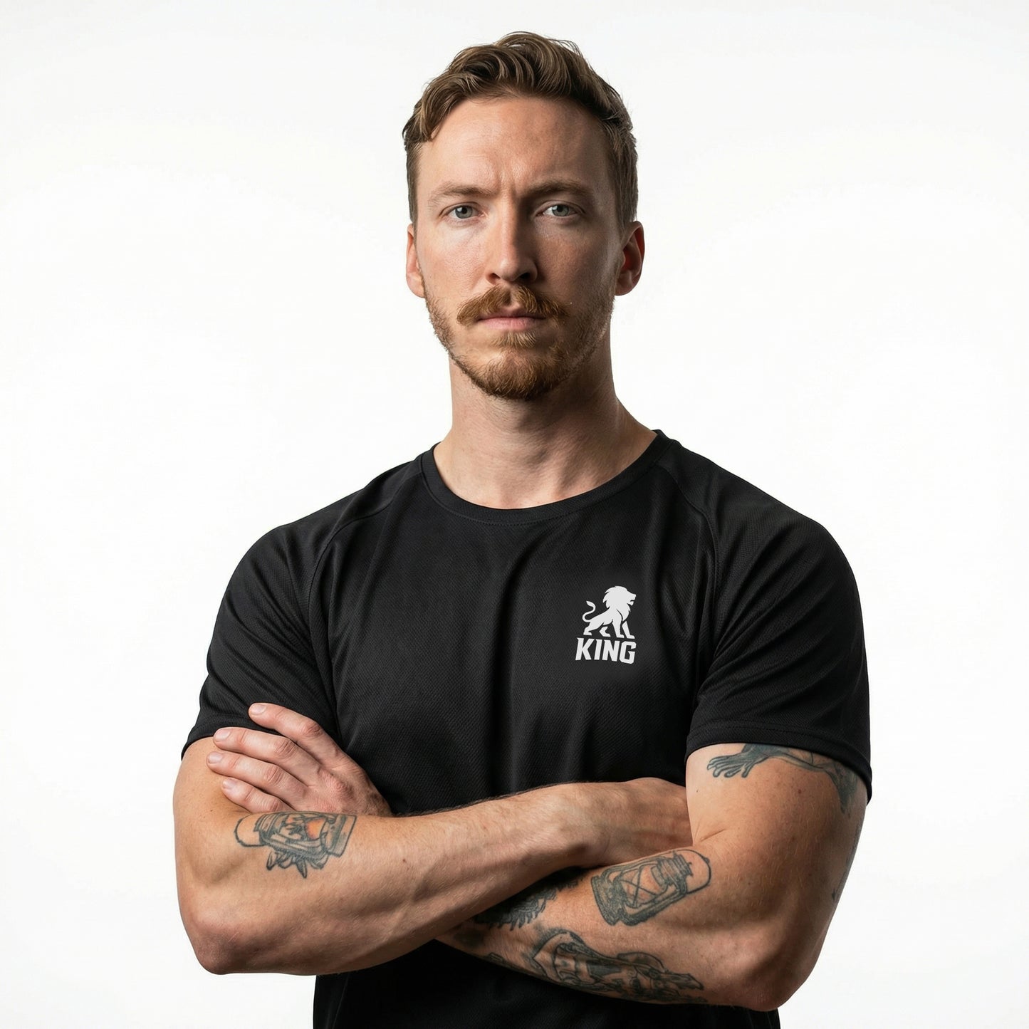 KING Sports Jersey in black with minimal lion chest logo – front view.