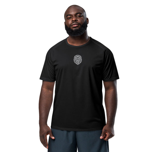 KING Sports Tee in Black — front view with Geometric Lion chest emblem.