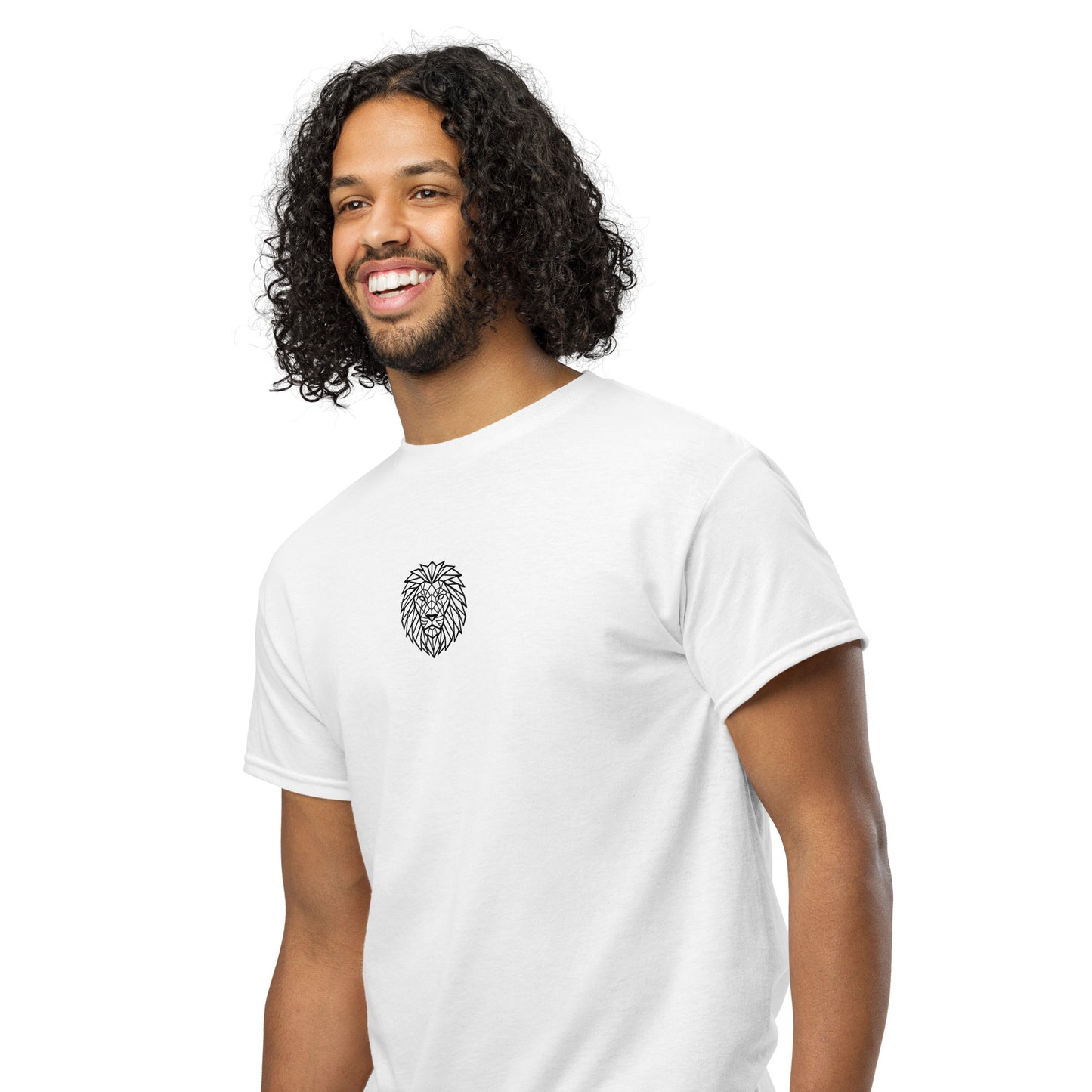 KING Sports Tee White with geometric lion logo on chest – premium athletic t-shirt front view