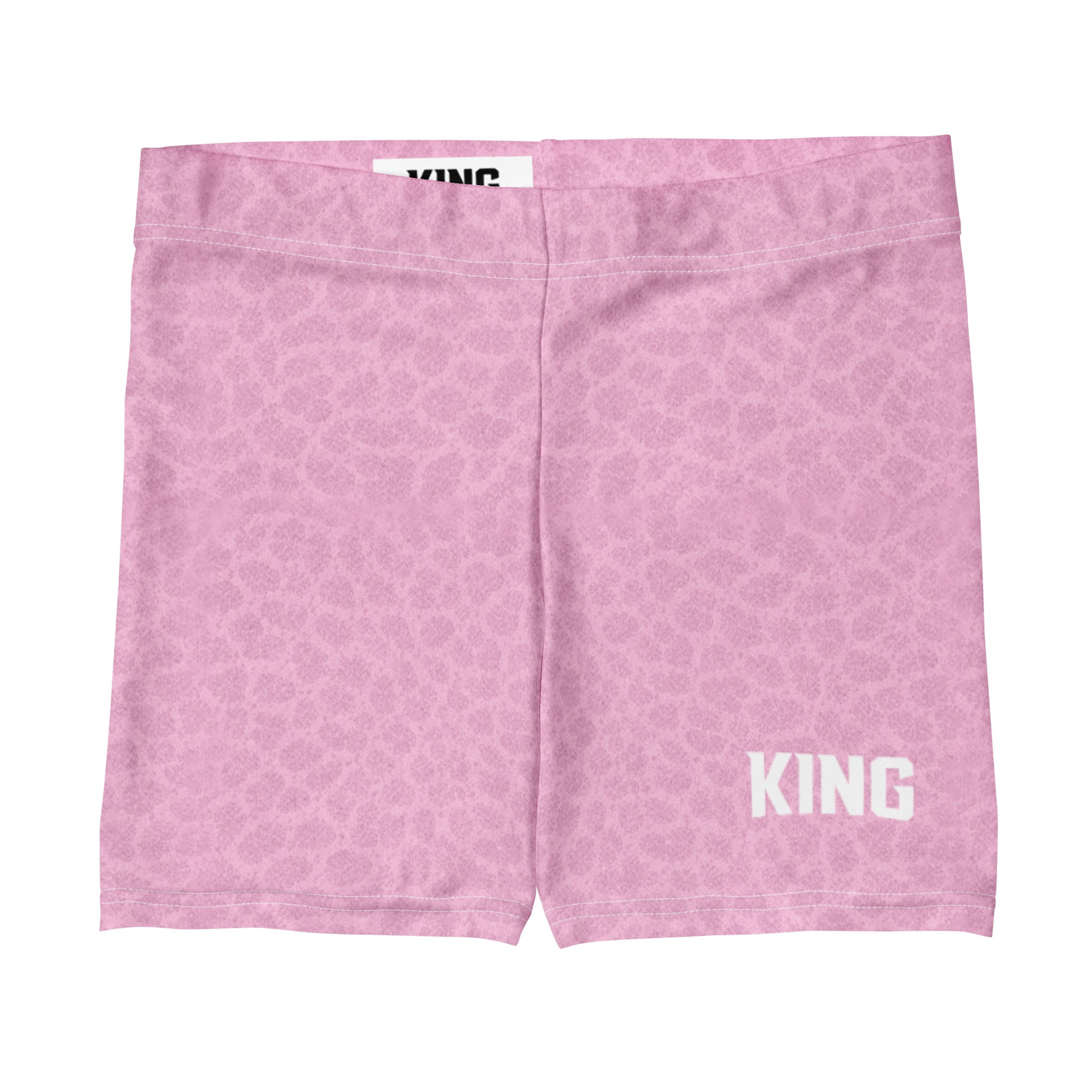 Front flat lay of KING Lioness Apex Training Shorts in Blush Pattern.