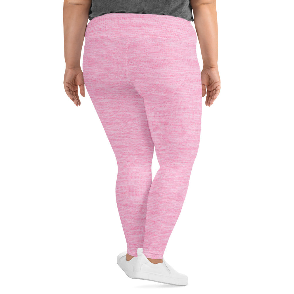 Back view of LIONESS plus size rose heather leggings with high waistband