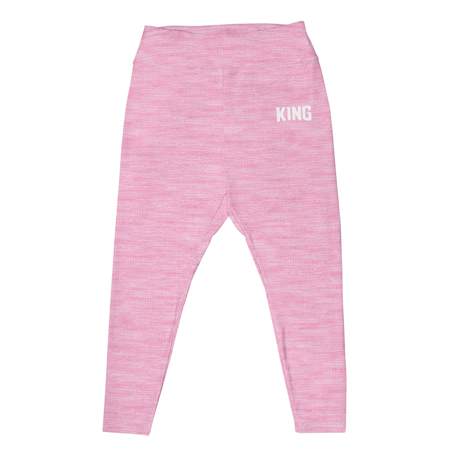 Flat font lay view of LIONESS plus size rose heather leggings