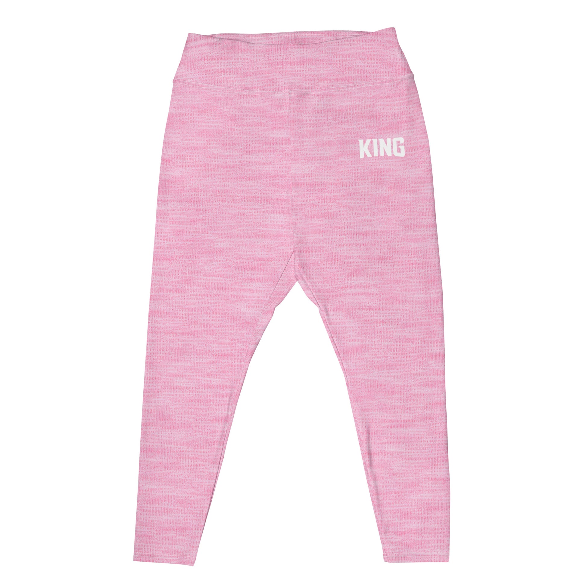 Flat font lay view of LIONESS plus size rose heather leggings