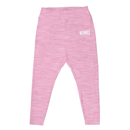 Flat font lay view of LIONESS plus size rose heather leggings