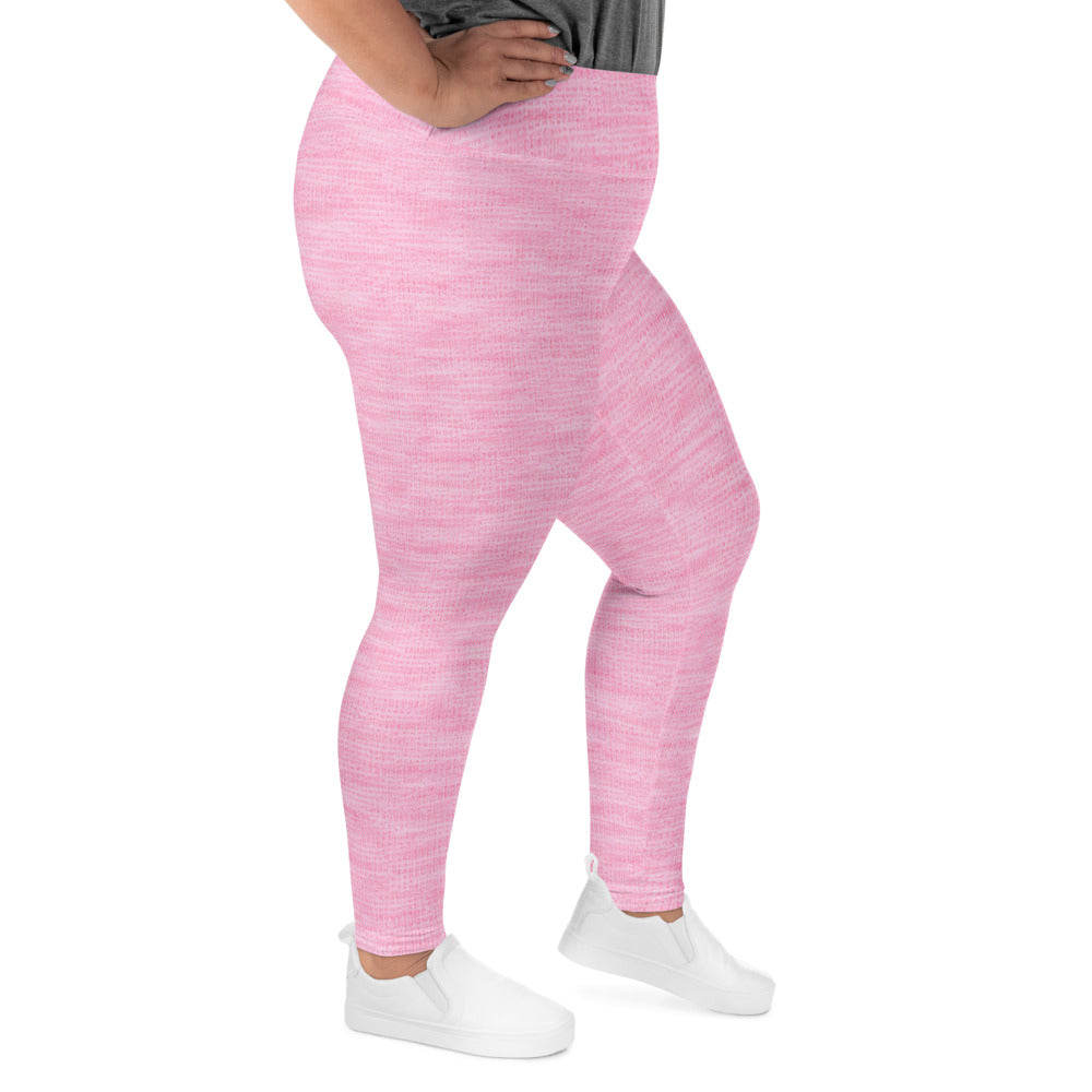 Side view of LIONESS plus size rose heather leggings showing stretch fi